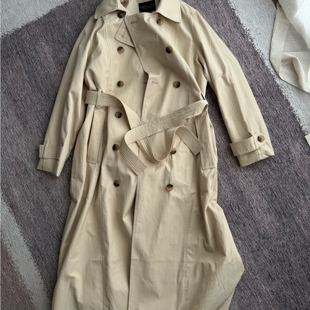 Rachel Zoe Beige Double-Breasted Trench Coat